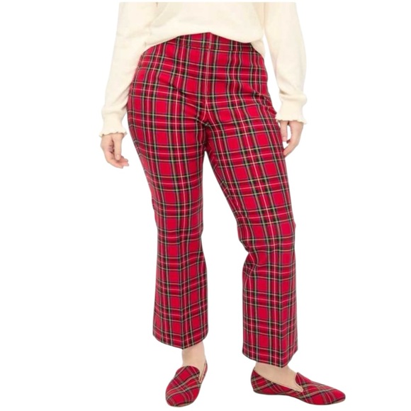 J. CREW Factory Kallie Tartan Plaid Cropped Christmas Pants Size 20 — FESTIVE!!! - Picture 1 of 11